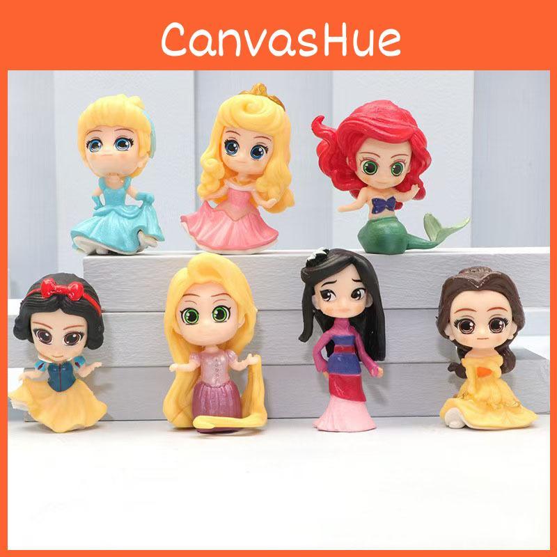 7 Styles Magical Of Q Version Princess Action Figures With Snow White Mermaid Mulan Collectibles Cinderella