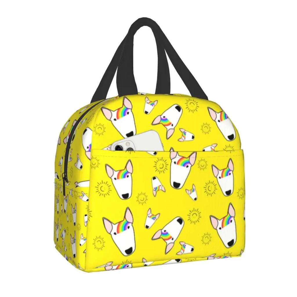 Bull Terrier With Flowers Lunch Box for Women Kids Multifunction Pet Dog Cooler Thermal Food Insulated Lunch Bag Office Work