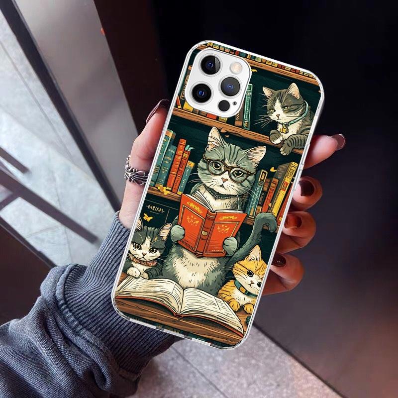 Read Books illustration Reading Phone Case For iPhone 17 Air 16 15 Pro Max 14 Plus 13 Mini 12 11 Cover 7 8 SE Silicone Shell Pri