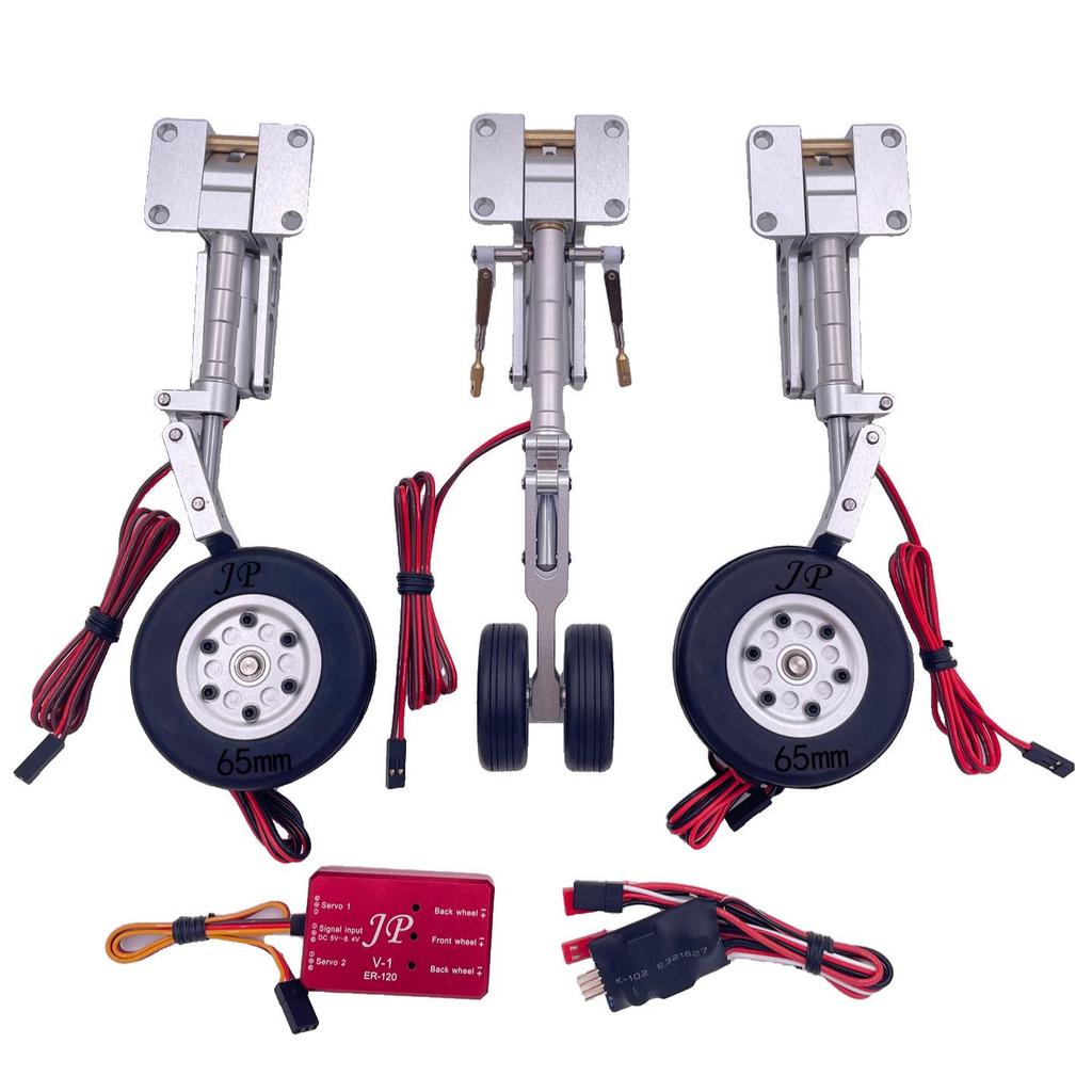 All-Metal Turbofan Remote Control Airplane Landing Gear Set with Braked Wheels