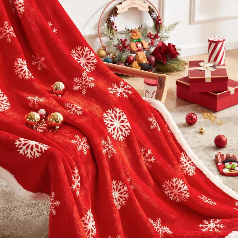 Weihnachten Christmas Rentier Überwurfdecke Doppellagig Verdicken Flauschig Weich Fleece Flanell Weihnachtsmann Schneemann Decke Heim Geschenk
