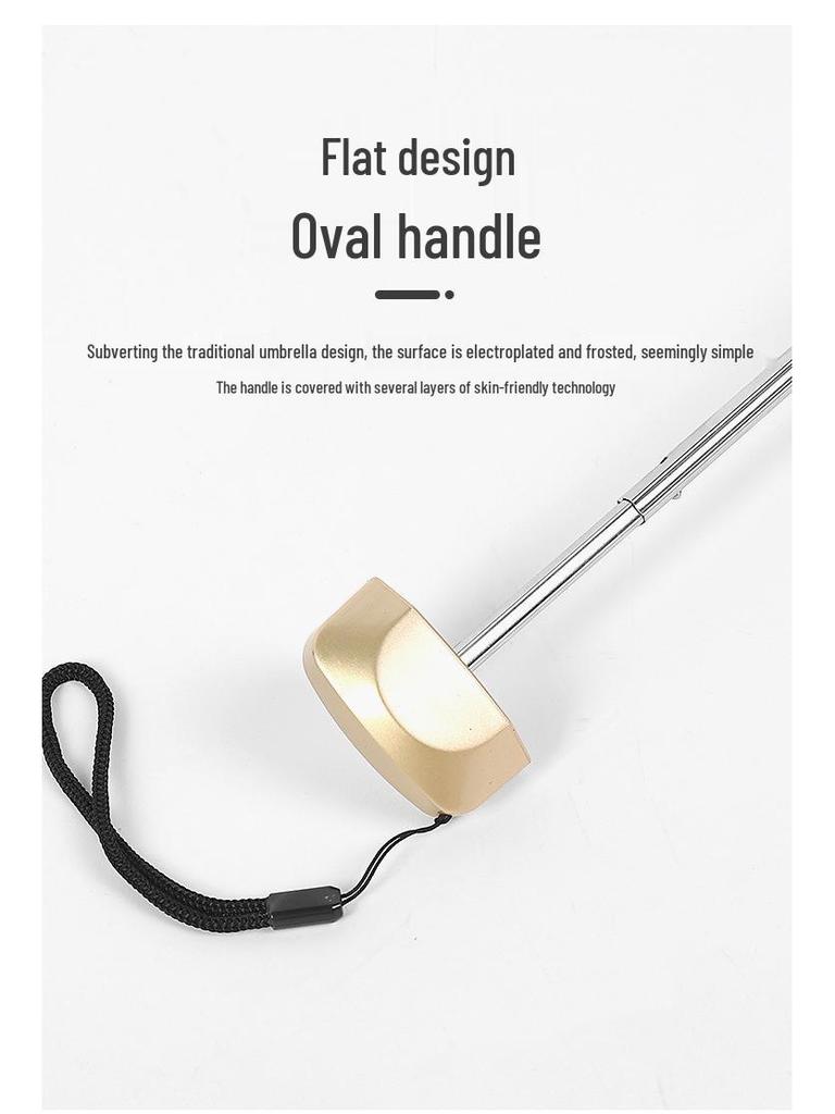 Jieguo Anti-UV Deštník s plochou rukojetí, černý - Jednobarevný pětiskladný design