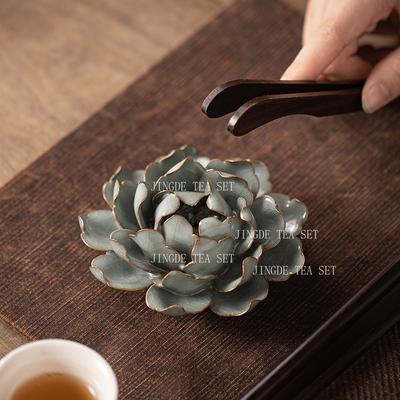 Ceramic Handmade Lotus Tea Pet Tea Table Decoration Ornaments Nourishing Opening Tea Play Incense Holder Teaset Accessories