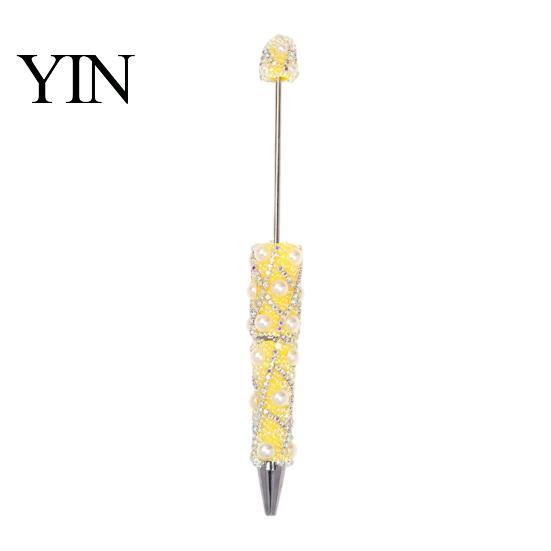 Handmade Craft Supplies for Adults DIY Beadable Pen, Bling Rhinestones And Faux Pearls Beaded Creative Gifts Sisters Black Ink Ballpoint Pen