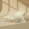 Bed with Bedding Vintage Miniature Metal Ornate Furniture for Collectors,