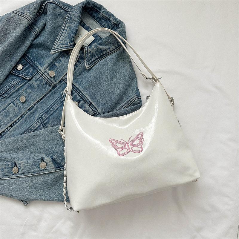 Casual Soft Surface Large Capacity Women's Backpack New Backpack Fashion Embroidery Butterfly Multi-purpose Shoulder Bucket Bag