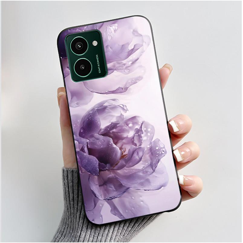 Custodia Nera Per Nokia HMD Pulse Pro/ HMD Pulse/HMD Pulse Plus Antigraffio Morbida Gelatina Custodia Gatto Nero Su Nuvole Rosa