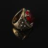 Unisex Turquoise Inlaid Ring Men Women Rhinestone Retro Ring Jewelry for Party