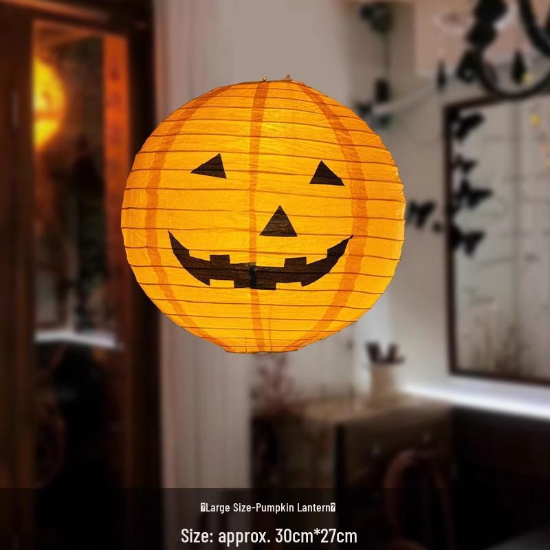 Outdoor Luminous Halloween Pumpkin Paper Lantern Decorations for Kindergartens and Hotels