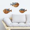 3 Pezzi Pesci in Legno Decorazione Murale Nautica da Spiaggia, Scultura Murale Rustica di Pesci Sospesa per Casa sul Lago, Stanza dell'Oceano, Bagno, Camera da Letto