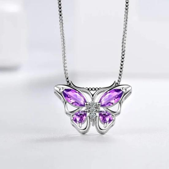 1 Set Jewelry Set Sparkling Rhinestones Inlaid Butterfly Pendant Necklace Ear Studs