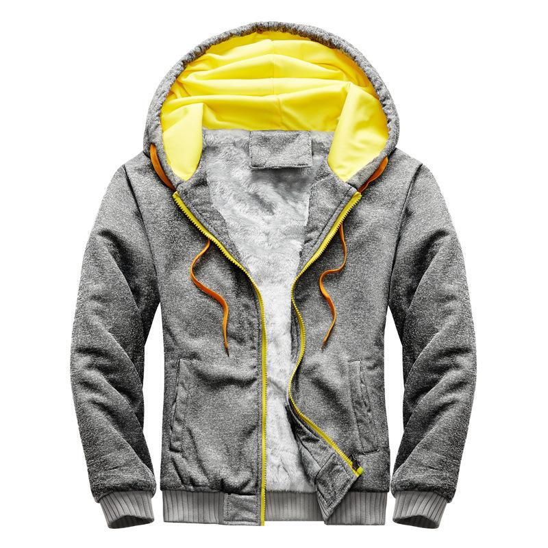 Mens Sweatshirt Hooded Autumn and Winter Men's Baseball Clothing Padded and Thickened Men's Jacket Warmth