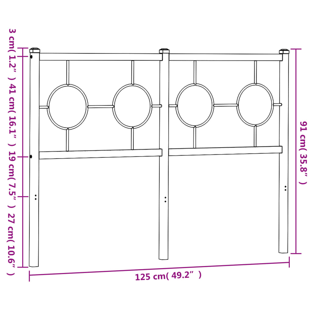 Replacement Headboard Metal White 120 Cm