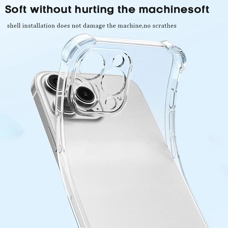 Shockproof Clear Phone Case For iPhone17 16 15 14 13 12 11 Pro Max 16 Plus 13 Mini X XR XS Max 6 6s 7 8 Plus SE Airbag Transparent Soft TPU Cover