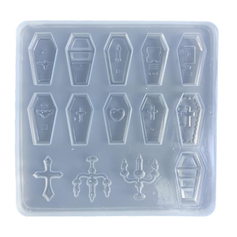 Halloween Silicone Resin Mold Tiny Coffin Shape Mold Filling Craft Quicksand Filler Resin Mold Making Handmade Craft