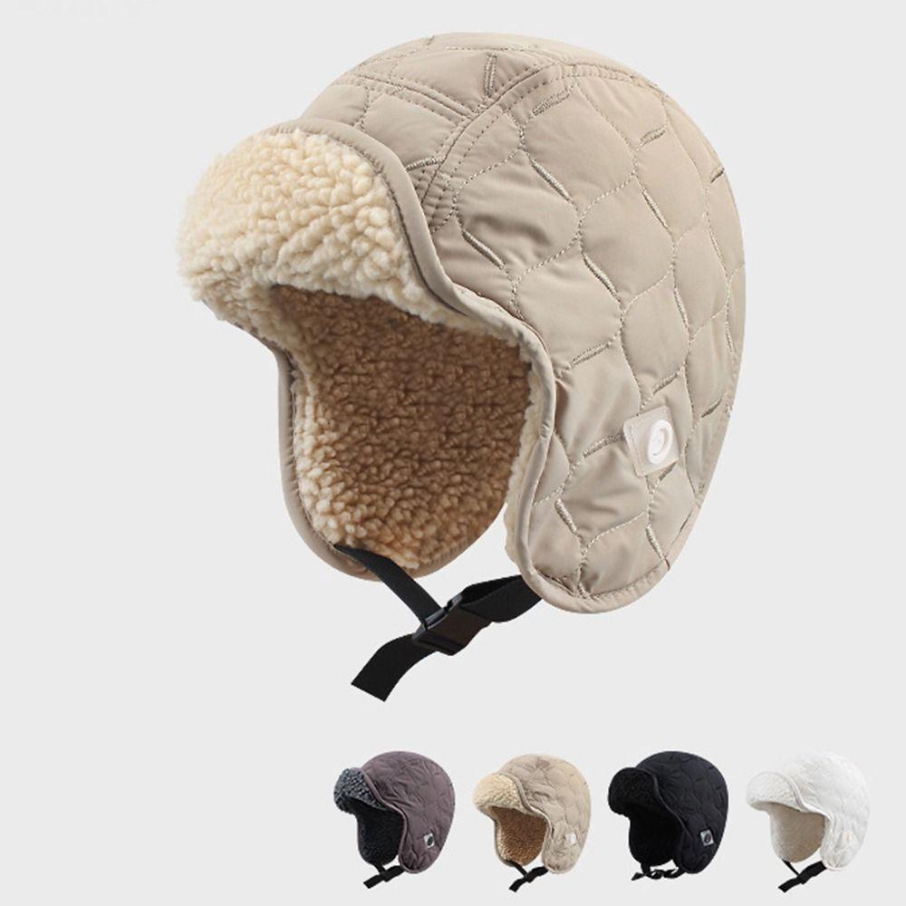 Thickened Lamb Wool Lei Feng Hat Ear Protection Winter Cap Fashion Bomber Hats  Men and Women
