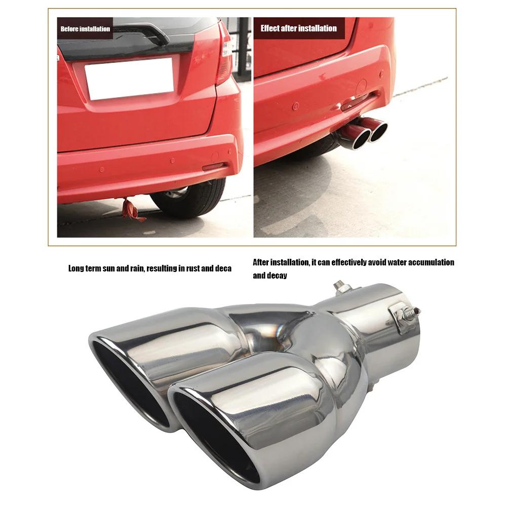 Ponta de Escape Dupla Aparafusada Aço Inoxidável Enrolado Extremidade Quadrada Uma em Duas Corte Duplo Inclinado Ponteira de Escapamento Silenciador Entrada de 3 polegadas