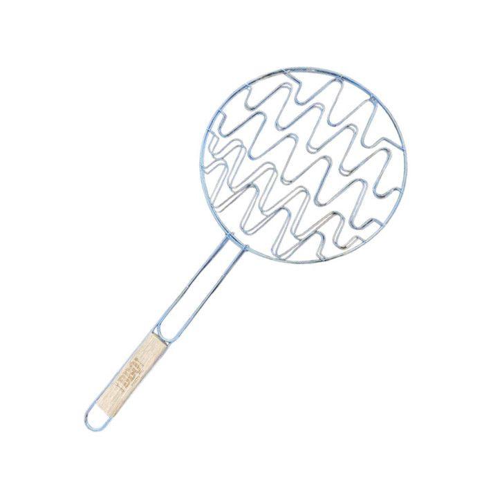 

Подвійна решітка для барбекю кругла 30 см з хромованої сталі з дерев яною ручкою