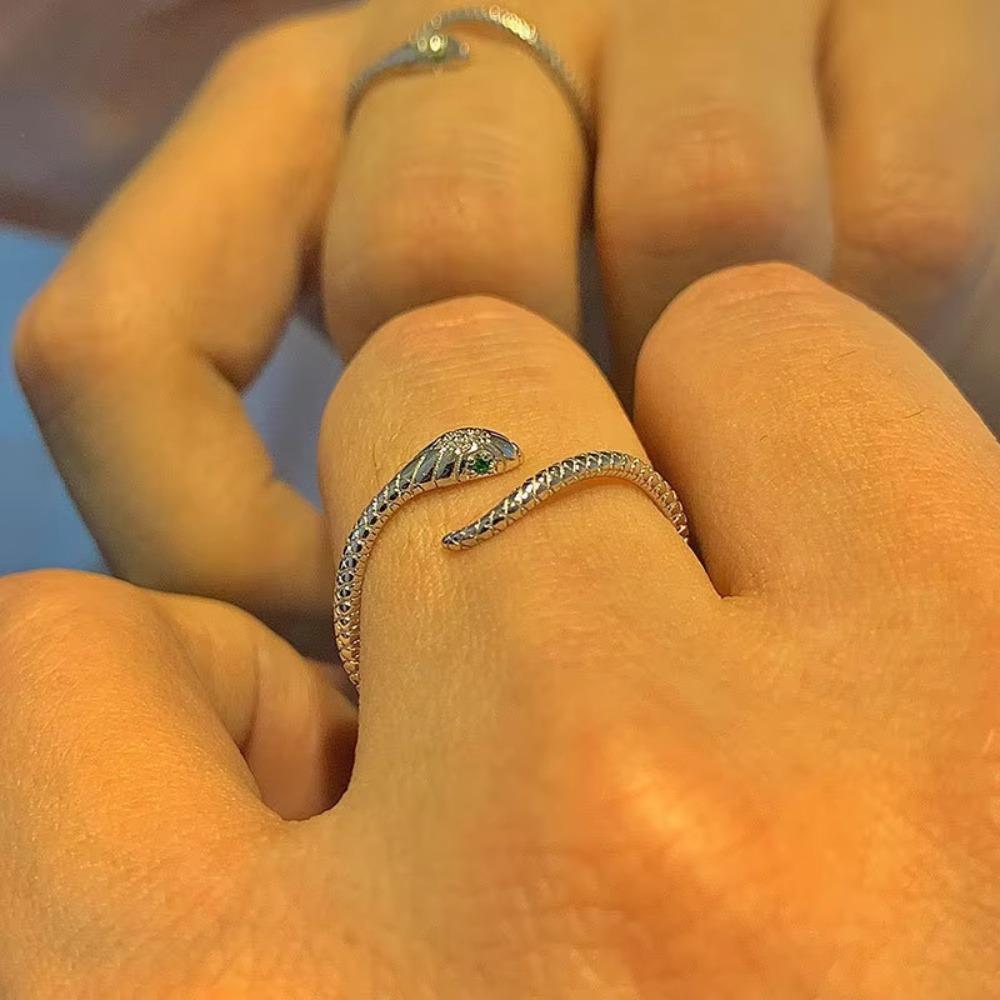 Gifts Snake Shape Bracelet Fashion Snake Ring&Ear Studs Trendy Snake Open Cuff Bangles  for Women