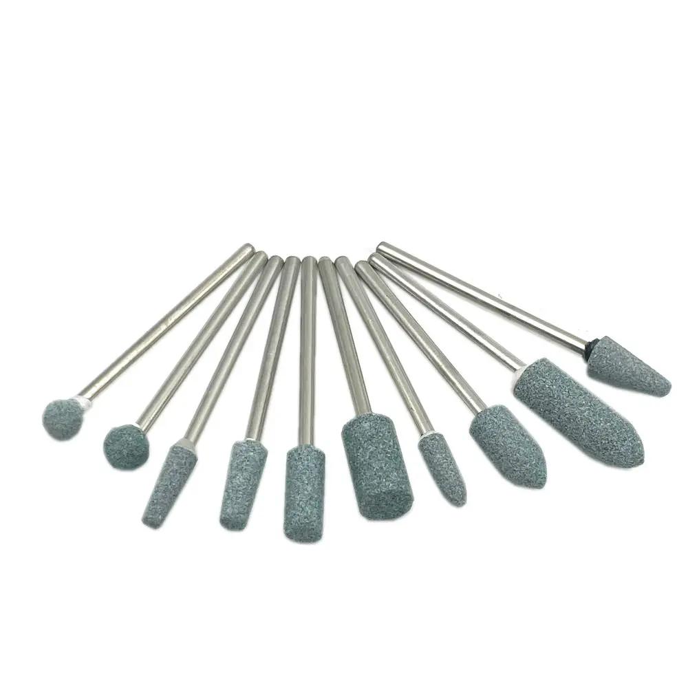 10pcs/set  Dental Stone Grinder Polisher Burs 2.35mm Shank For Contouring Shaping Porcelain Dental Rotary Stone Polisher