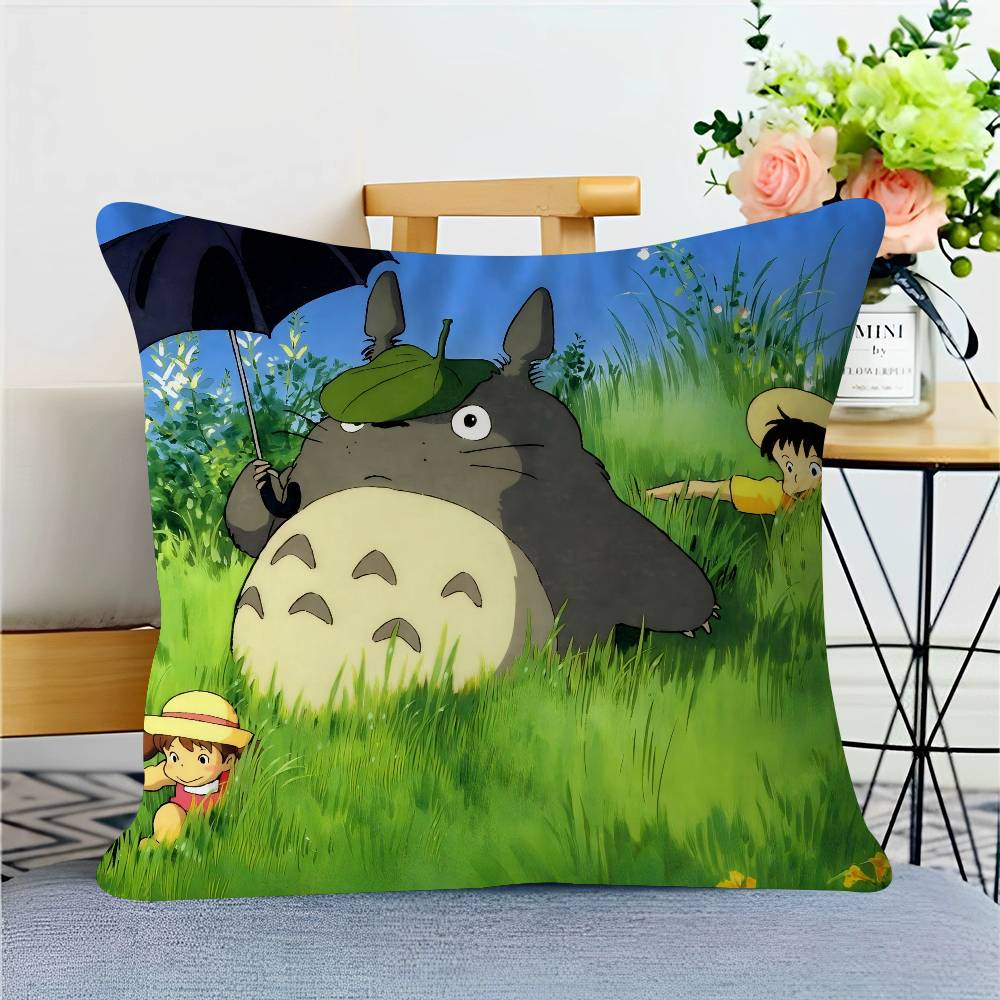 

Anime M-My Neighbor Totoro Office Cushion Pillowcase Car Cushion Cover45X45CM Lumbar Pillowcase Sofa Pillowcover 12x12Inch