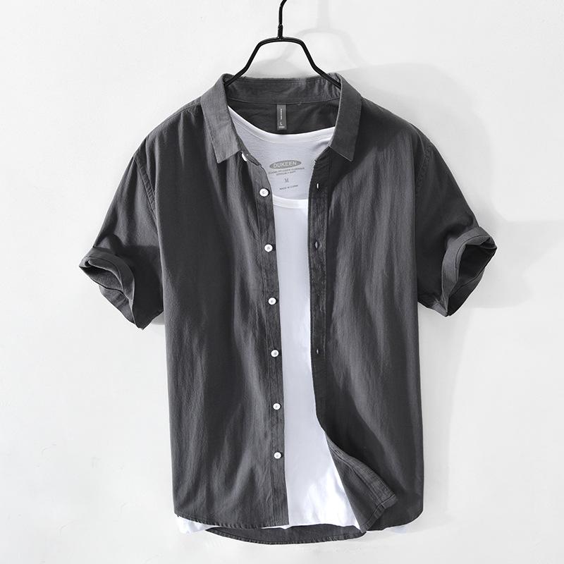 Summer Shirts for Men Simple Style Daily 100 Cotton Short Sleeve Men Tops Turn-down Collar 100cotton White Shirt Comfort Casual Shirt