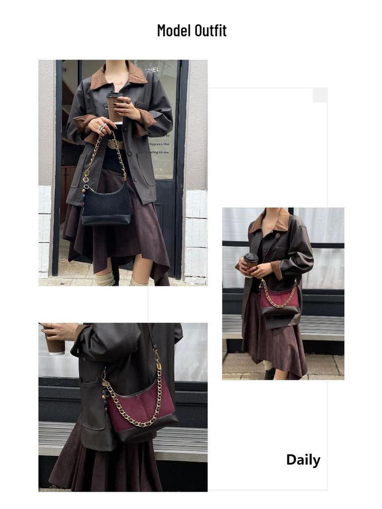 Autumn Luxury Versatile Women's Suede Chain Crossbody Handbag