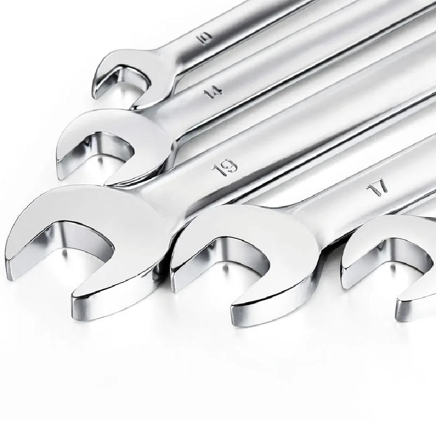 Ratcheting Wrench Set Metric and Standard 12-Point Box End Combination Spanner Gear Wrench Garage Tool Set,CR-V Full Polished