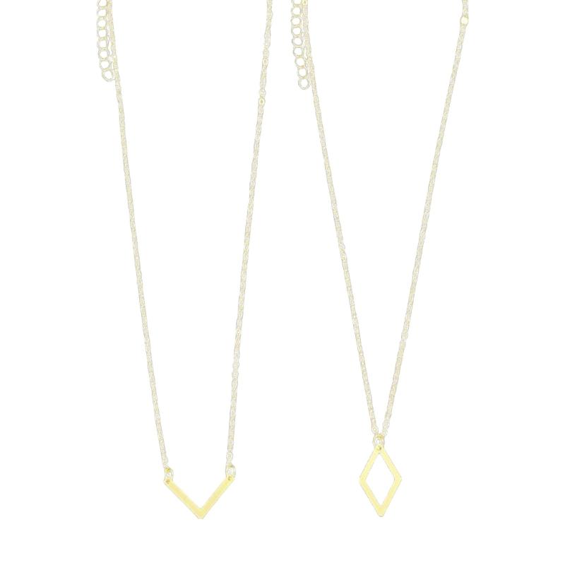 

Elegant Geometric V Shaped Choker Rhombus Necklace Set Adjustable Clavicle Chain Stylish Neck Accessory for Women 1