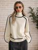 Herbst Winter Rollkragen Gestreifter Strickpullover Damen Lockerer Pullover