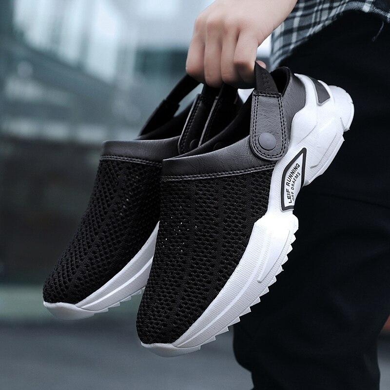 Men Women Summer Sandal Mesh Mules Breathable Padded Beach Flip Flops Shoes Solid Flat Bath Slippers Outside Mens Slippers