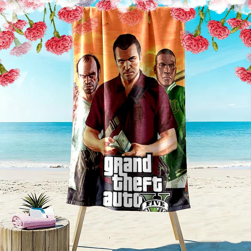 Asciugamano da Spiaggia Grand-Theft-Auto, Asciugamano Grande Morbido Asciugatura Rapida per Spiaggia Campeggio Nuoto