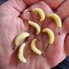 30pcs Yellow Rubber Maggots Fishing Bait Set with Hooks - Versatile Grub Lures for Bass, Trout, Crappie, Bluegill - Ideal for Freshwater Fishing