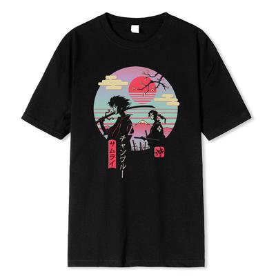 2 Japanische Samurai Gehen Nach Hause Druck Herren Tops Mode Street T-Shirt Sommer Lässig Baumwoll-T-Shirt Übergroße Lockere T-Shirts