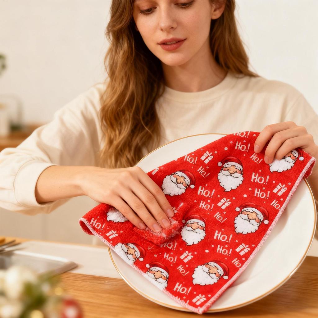 6Pcs Christmas Kitchen Towels Xmas Hand Towels Christmas Decorations for Home 2025 Navidad Noel Dish Towels Gifts