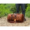 Buffalo Leather Duffle Bag–Handmade Choco Brown Weekender, Gym & Cabin Holdall–Full Grain Overnight Travel Bag-Gift for Men