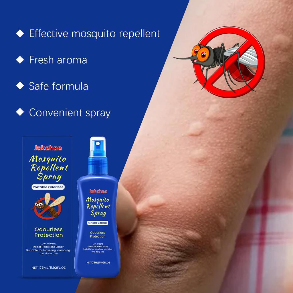 Jakehoe Portable Mosquito Repellent Spray, Low Irritation, Mosquito Repellent Spray, Long-Lasting Anti-Mosquito Protection, Mosquito Spray 175ml