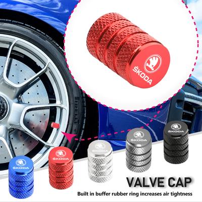 Wqbfd1 4PCS Car Tire Valve Caps Cover Aluminum Tire Wheel Stem Cap For VRS Octavia 1 2 3 A7 A5 Fabia Rapid Superb Yeti