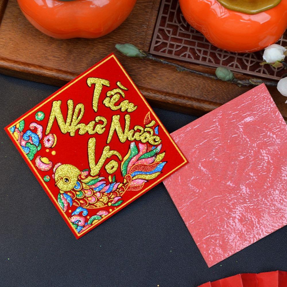 2pcs Vietnamese Spring Festival Couplet Glitter Wall Decal Spring Festival Window Sticker Wall