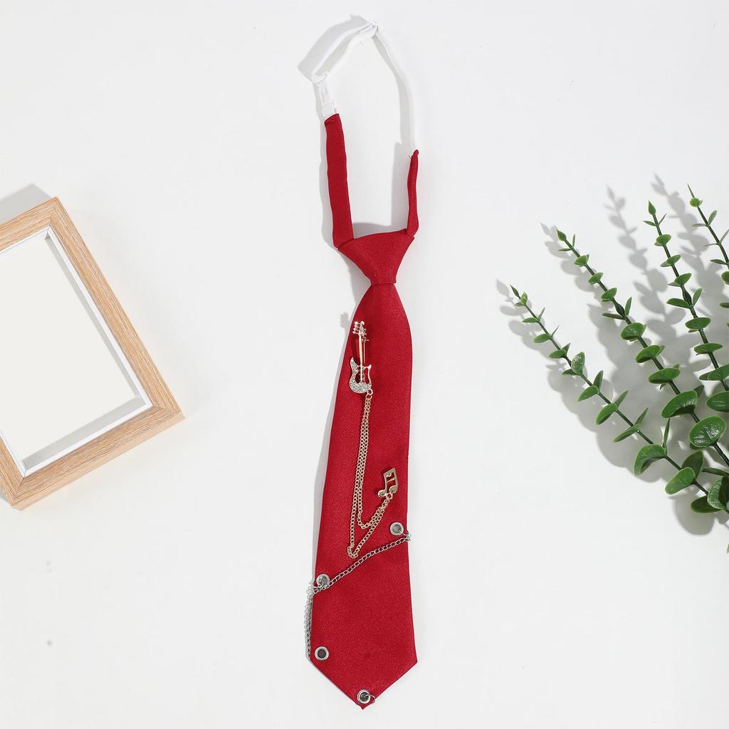 Punk Metal Guitar Chain Tie for Music Lovers and Fashion Enthusiasts Adjustable Pre Tied Necktie for Concerts Parties