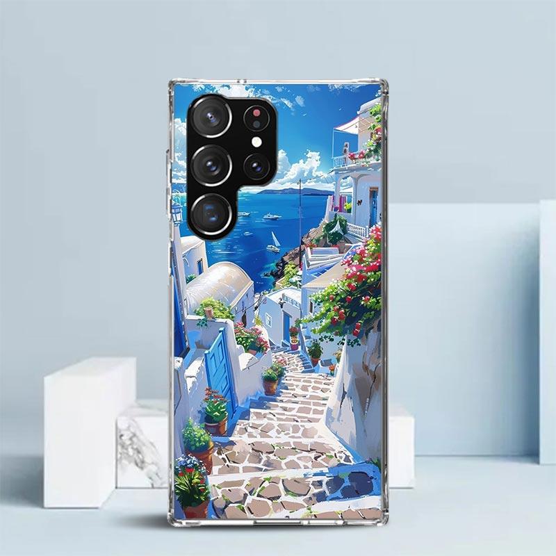 Greece In Summer Santorini Soft Cover for Samsung Galaxy S25 Edge S26 S24 S23 Ultra Phone Case S22 S21 Plus S20 FE Print Pattern
