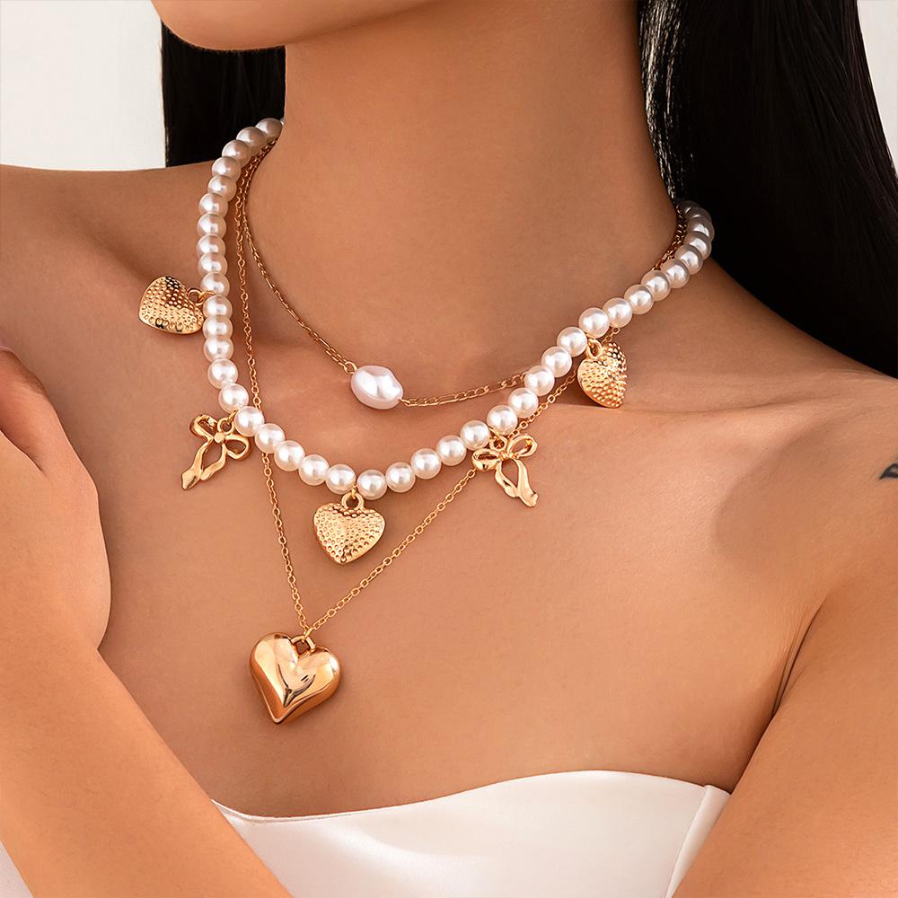 Holiday Travel Starfish Pendant Necklace Alloy Beads Shell Necklace Layered Choker Chain  for Women