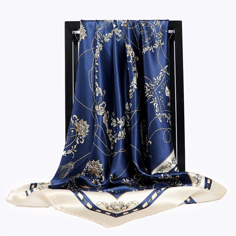 90X90CM Square Women Scarves Silk Office Ladies Hair Neck Bandanna Headband Foulard Headcloth Muslim Headscarf Female Muffler