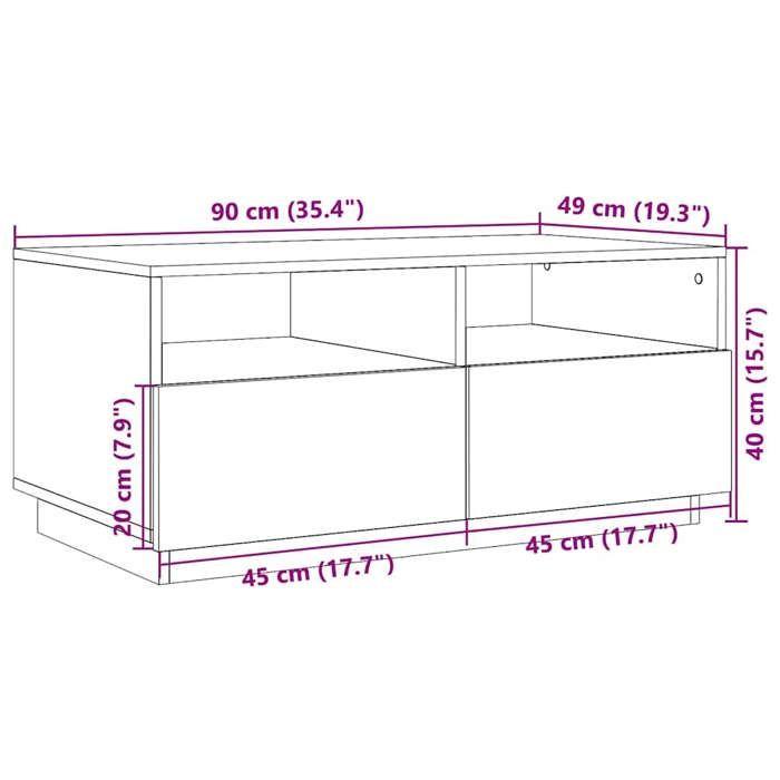 VidaXL Table Basse avec Lumières LED, Table d'Appoint avec Tiroirs, Bout de Canapé, Meuble de Salon Salle de Séjour, 839839
