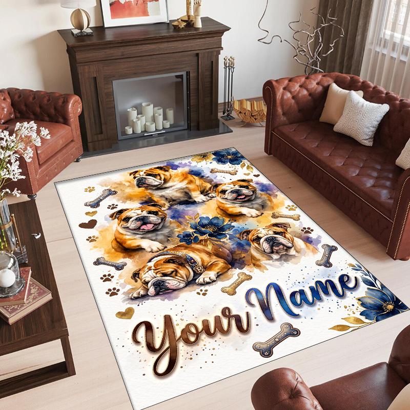 Valentine Love Theme Crystal Velvet Rug Personalized Custom Name Text Soft Floor Mat Home Decor