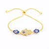 Nidin Charm Dark Blue/Light Blue Color Turkish Evil Eye Bracelets for Women Snake Chain Fatima Adjustable Palm Bangle Jewelry