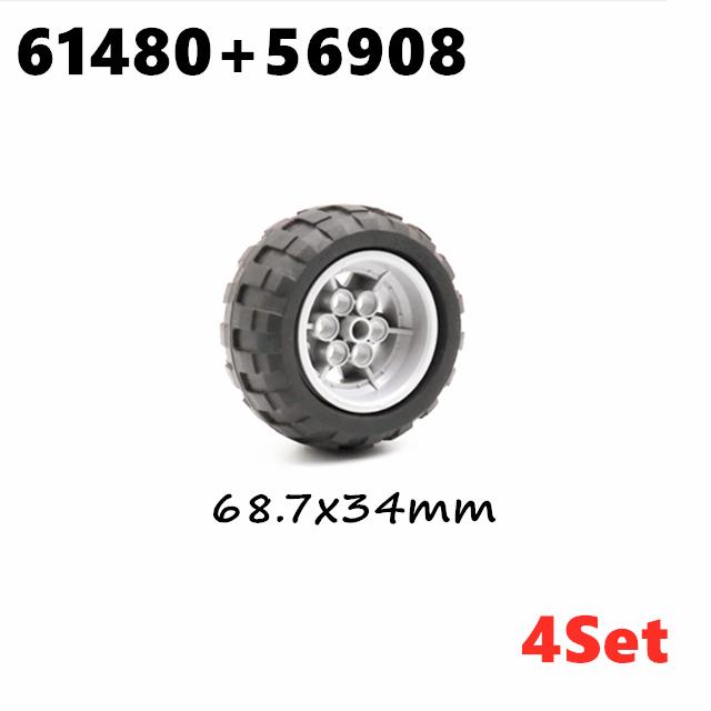 MOC Techniczne Koło Opona Piasta DIY Klocki Samochód Ciężarówka 56145 56908 55982 Budowlane Klocki Konstrukcyjne Kompatybilne Motocykl Wyścigowe Zabawki