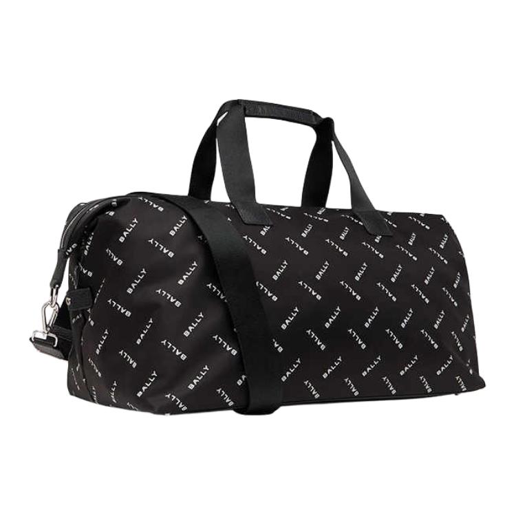 Bally Letter Logo Detachable Shoulder Strap Nylon Travel Bag Men Bags Black 6314698