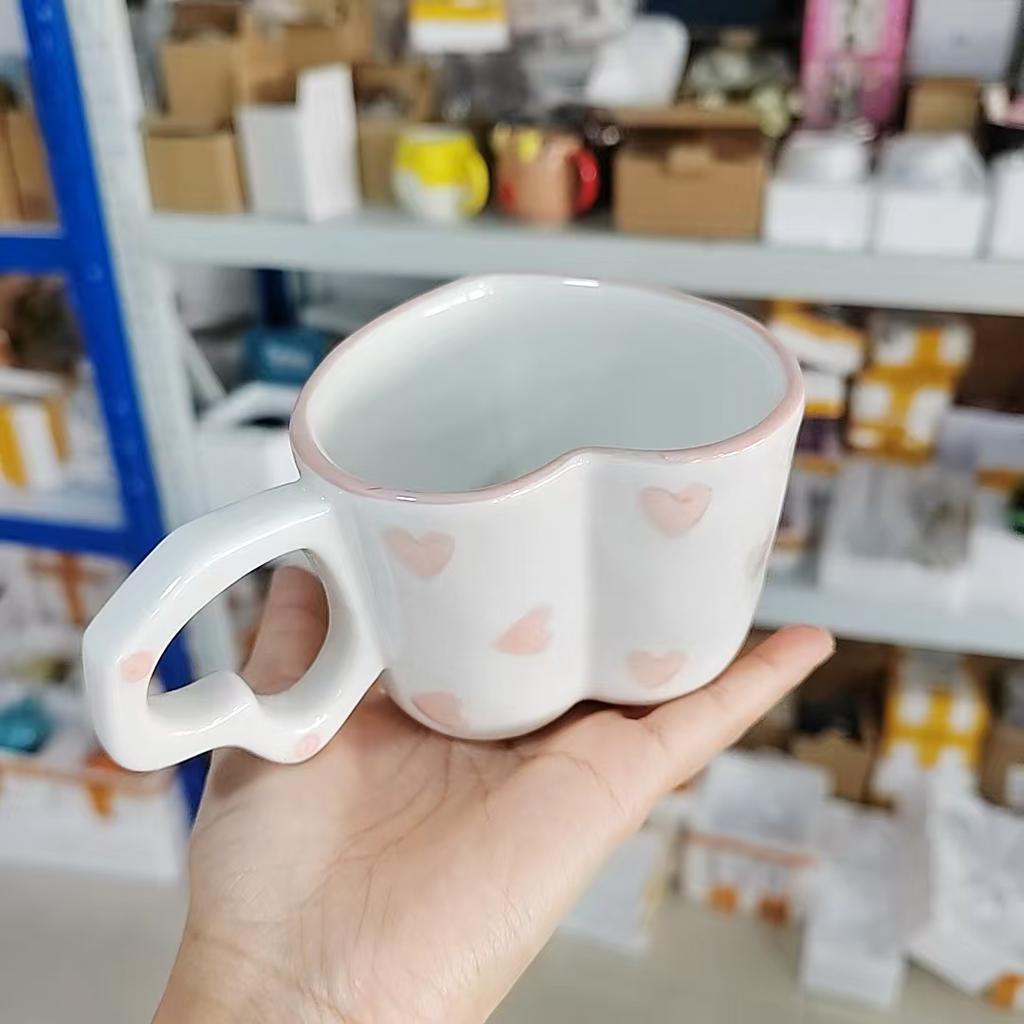 Japanese Hand Painted The Blue Sky and White Clouds Coffee Cup with Saucer Ceramic Handmade Tea Cup Saucer Set Cute Gift for Her