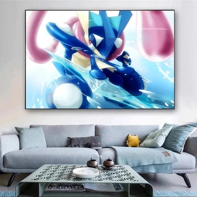 

Pokemon Vintage Japanese Greninja Pikachu Cute Mural Decor Gifts Art Movie wall decor Anime canvas painting Characters Poster 21X30CMNo Framed